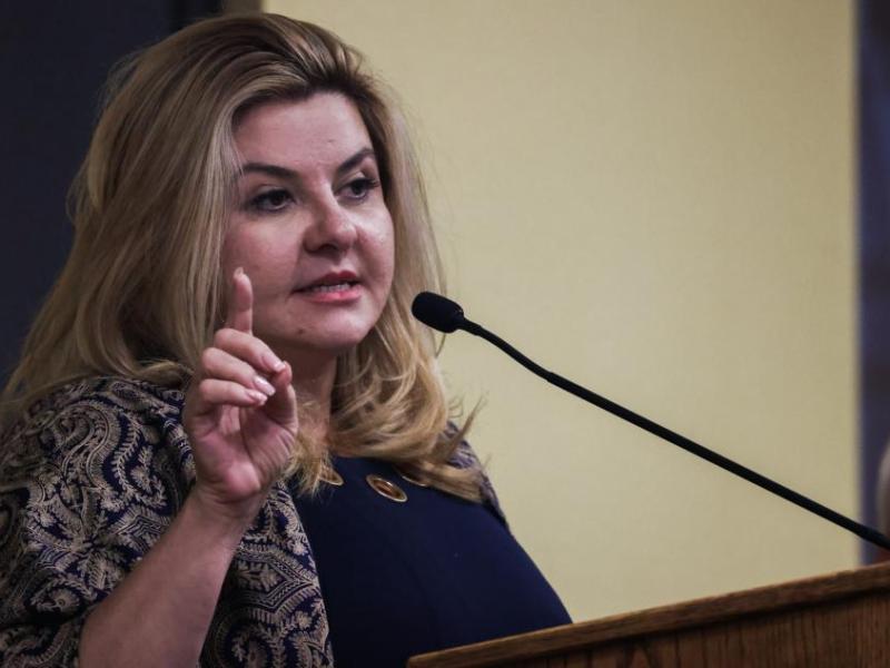 Michele Fiore, candidate for Nevada state treasure, during an August forum in Pahrump. Jeff Scheid/Nevada Independent
