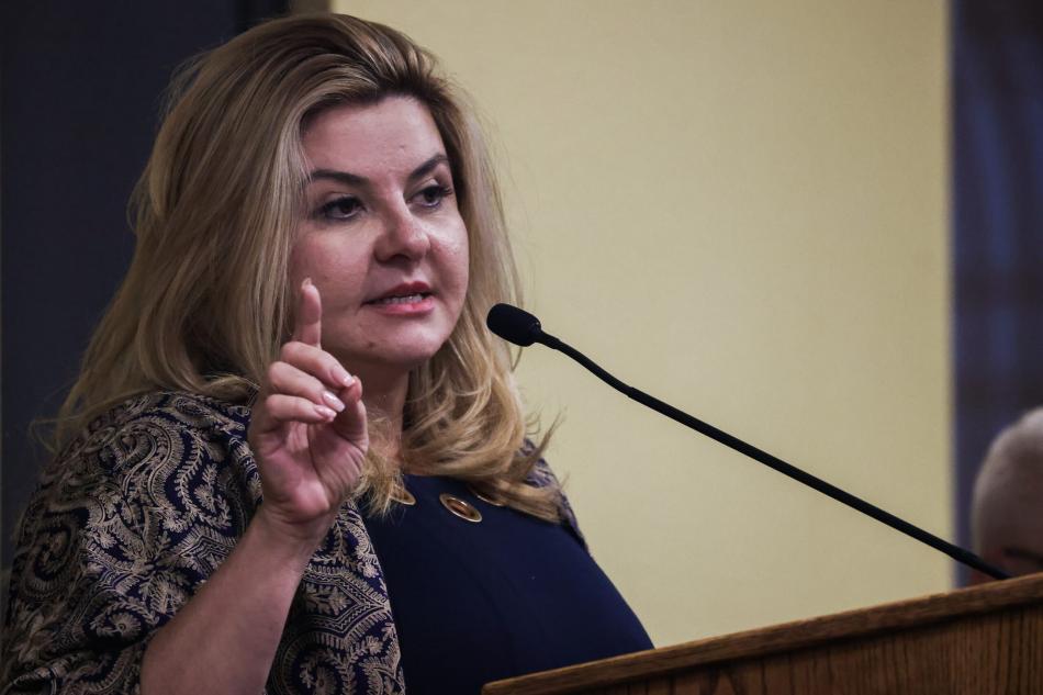 Michele Fiore, candidate for Nevada state treasure, during an August forum in Pahrump. Jeff Scheid/Nevada Independent