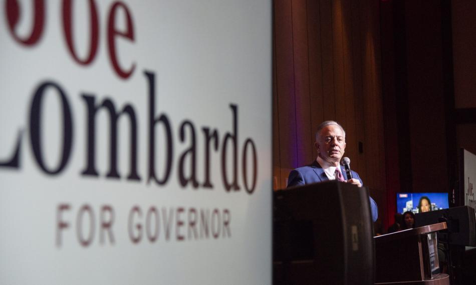 Republican gubernatorial candidate Joe Lombardo in Las Vegas Tuesday, November 8, 2022. (Daniel Clark/The Nevada Independent)