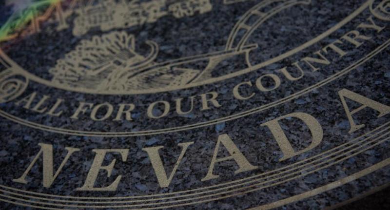 The Nevada state seal inside the Legislature. (David Calvert/The Nevada Independent)