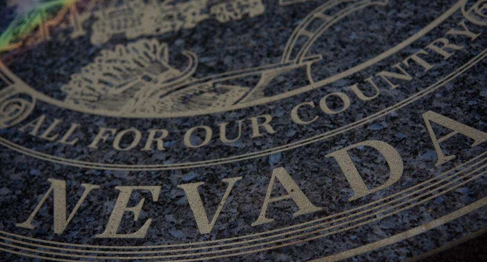 The Nevada state seal inside the Legislature. (David Calvert/The Nevada Independent)
