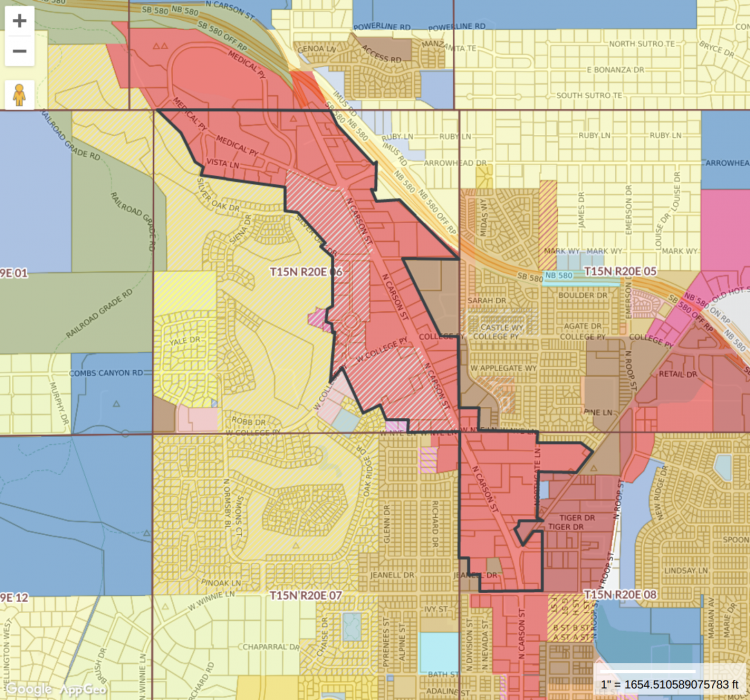 The area outlined in black is the proposed area allowing for new dispensaries