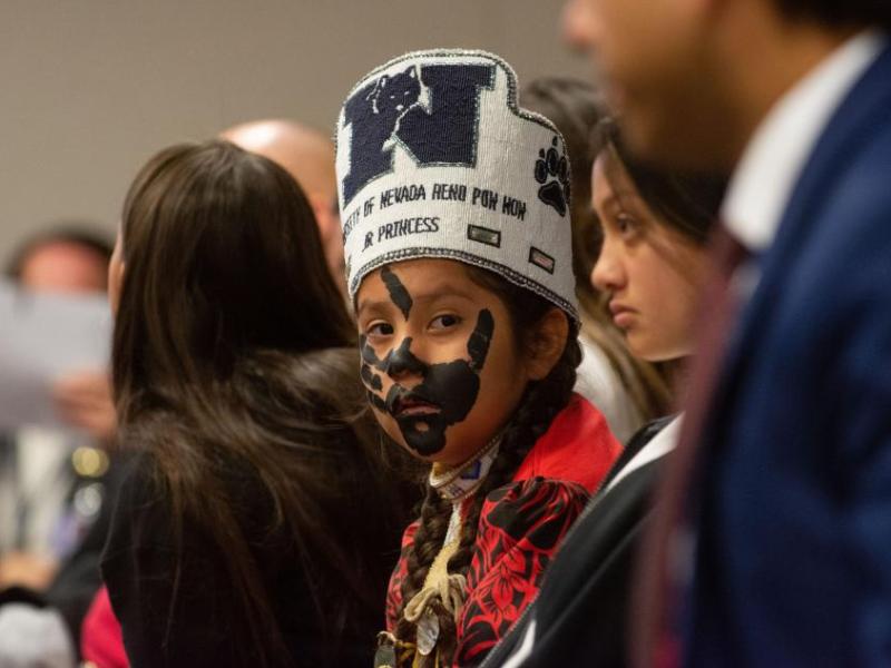 Karianna John, a member of the Reno-Sparks Indian Colony during a hearing for AB125. (David Calvert/The Nevada Independent)