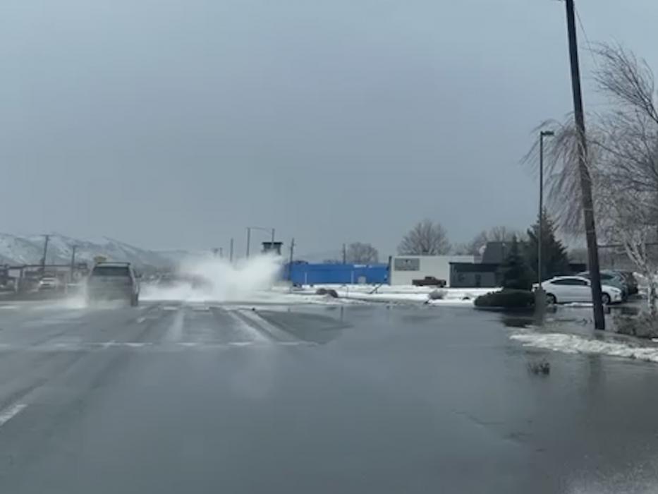 Huge streams of water are brought up by traffic in North Carson City