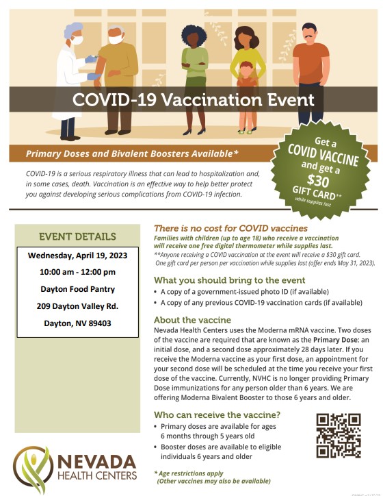 Nevada Health Centers offers COVID vaccinations in Dayton and Silver Springs