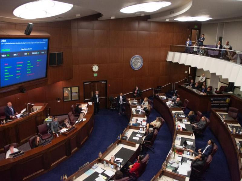 The Senate votes AB1 during the 34th special session Tuesday. (David Calvert/The Nevada Independent)