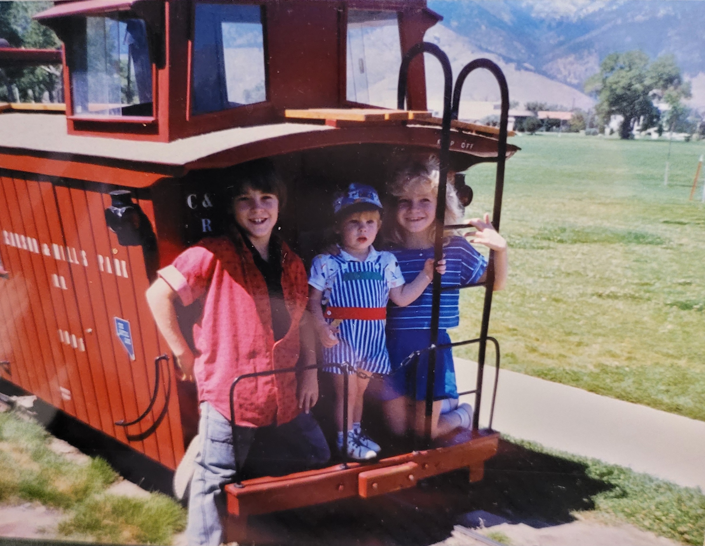 The train at Mills Park in 1989. I'm in the middle.