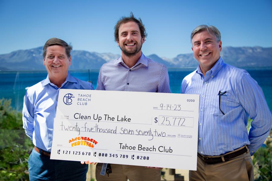 Funds raised at Tahoe Beach Club's Alpenglow Festival were donated to Clean Up The Lake.