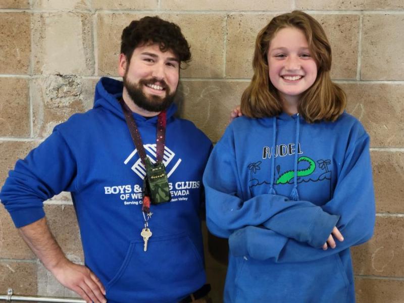First place winner Samantha DeLallo and Boys and Girls Club Art Director John Soto