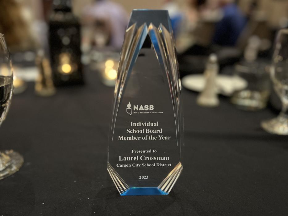Laurel Crossman was honored as the NASB 2023 Individual School Board Member of the Year