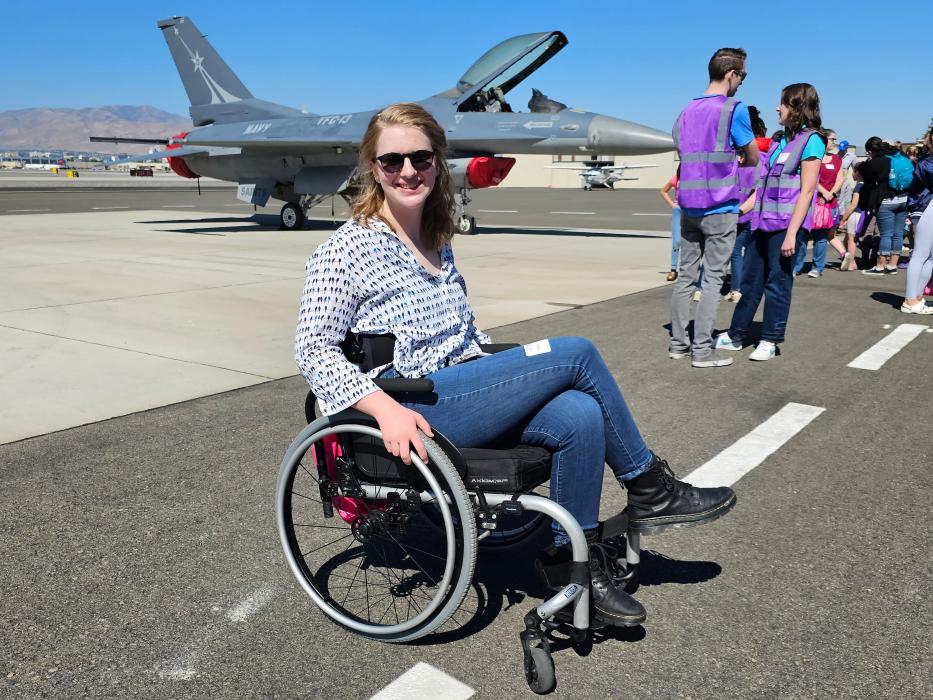 CHS Junior Bebe Kiel the Women in Aviation Day Fall 2023 hosted by Atlantic Aviation sponsored by Society of Women Engineers.