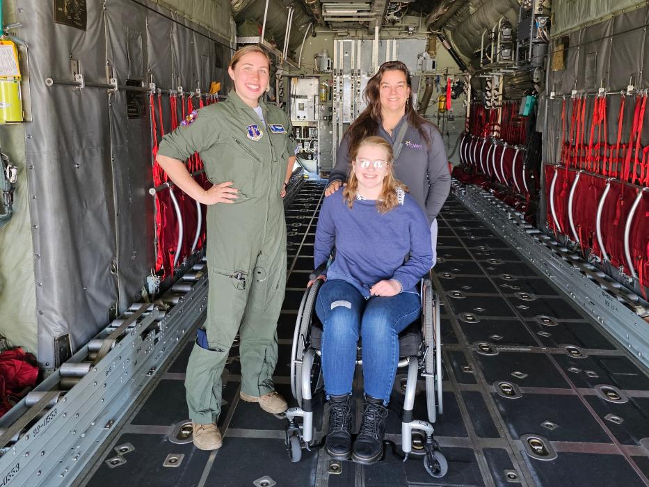 Navy flight engineer, Bebe Kiel and Evelyn Grime at the Women in Aviation Day Fall 2023 hosted by Atlantic Aviation.