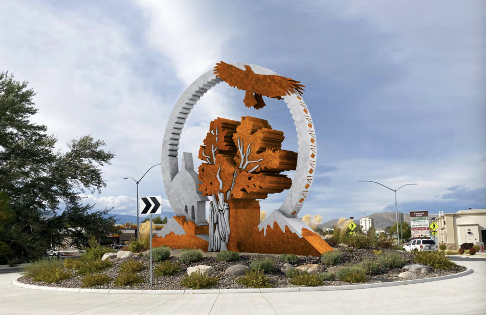 Artist Karen Yank was awarded the contract for art in the roundabout at Stewart and South Carson Street.