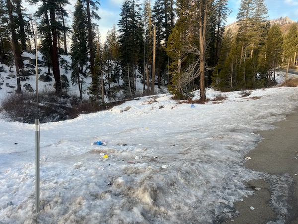 Trash left behind on Echo Summit Wednesday. Photo from CHP.