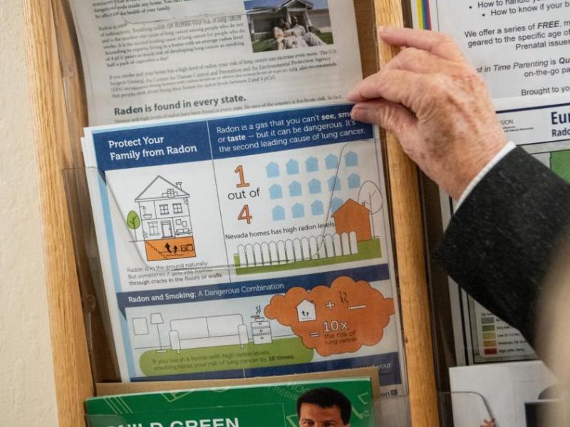Handouts on radon test produced by UNR's radon program. (David Calvert/The Nevada Independent)