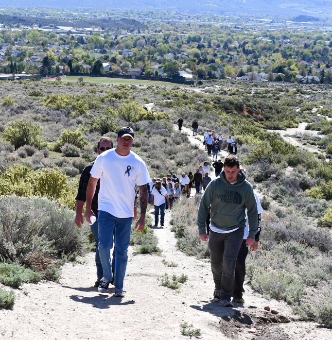 The 1-mile Walk for Hope challenged participants with an uphill climb on Wednesday morning behind Western Nevada College.