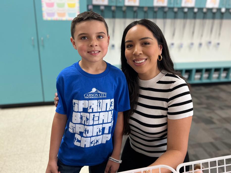 Empire Elementary Student and Teacher at back-to-school night.
