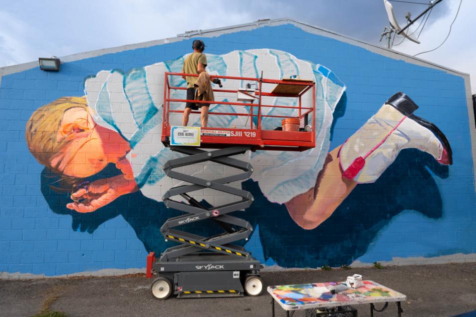 Artist Erik Burke created a mural during 2023's festival, located at 1017 N. Carson St.