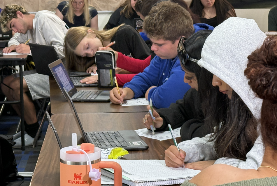 Students in teacher Ben Spence's history class