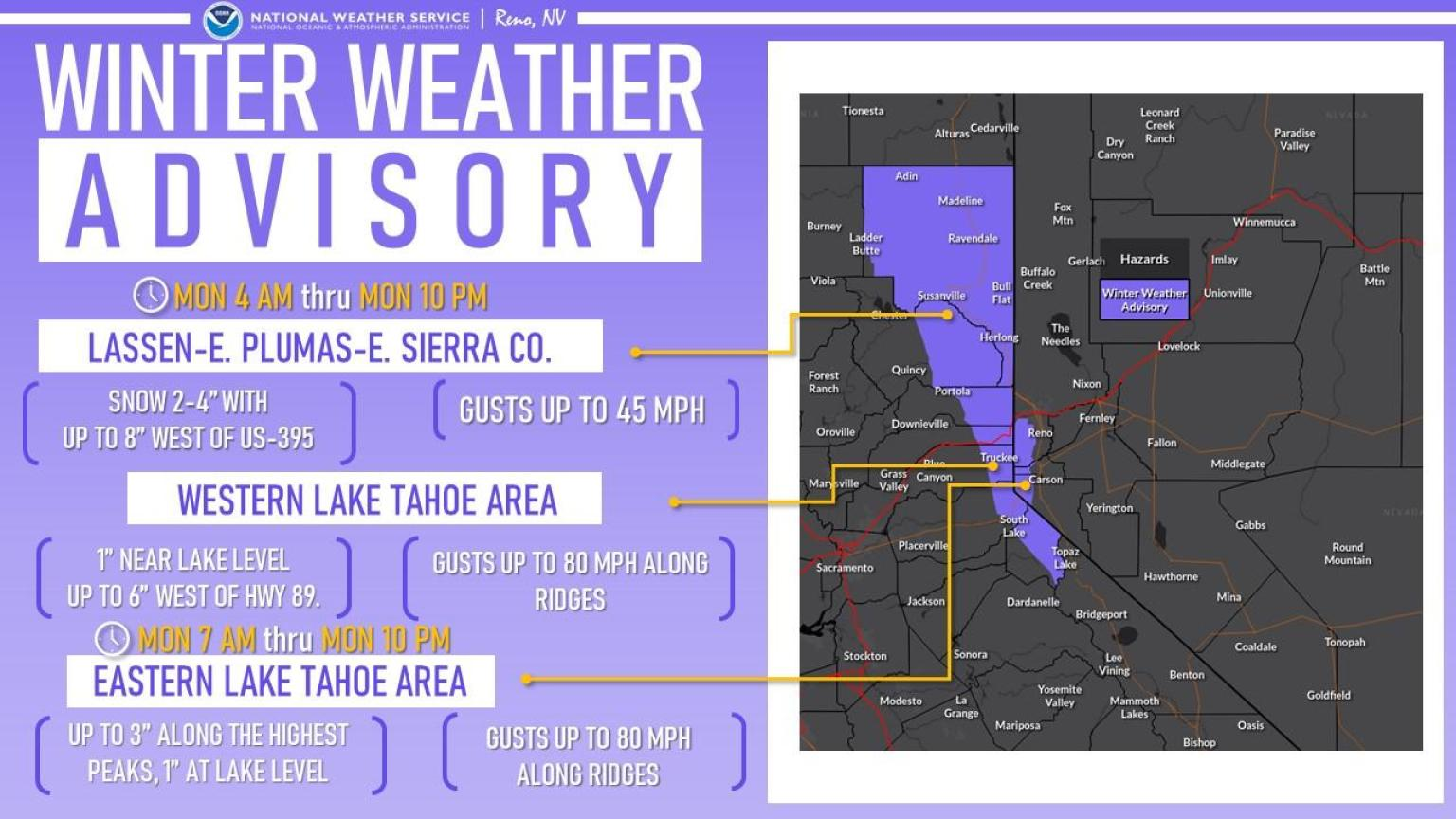 Carson City area weather: Storm system Monday may make for icy morning