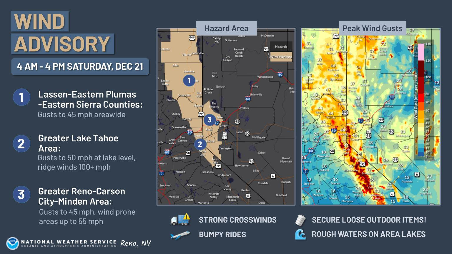 Carson City area weather: Wind advisory Saturday; valley showers, high ...