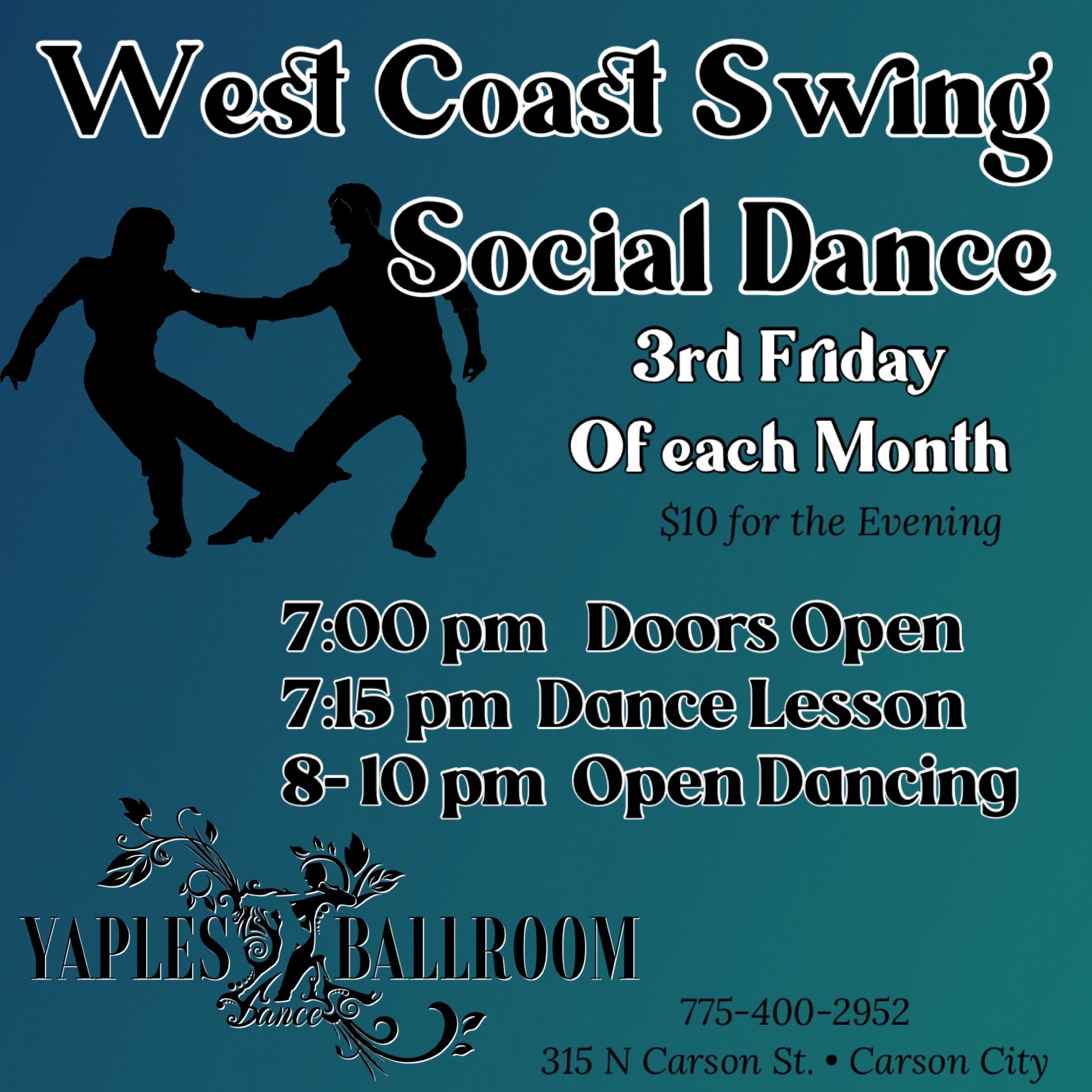West Coast Swing Dance – Every 3rd Friday at Yaples Ballroom