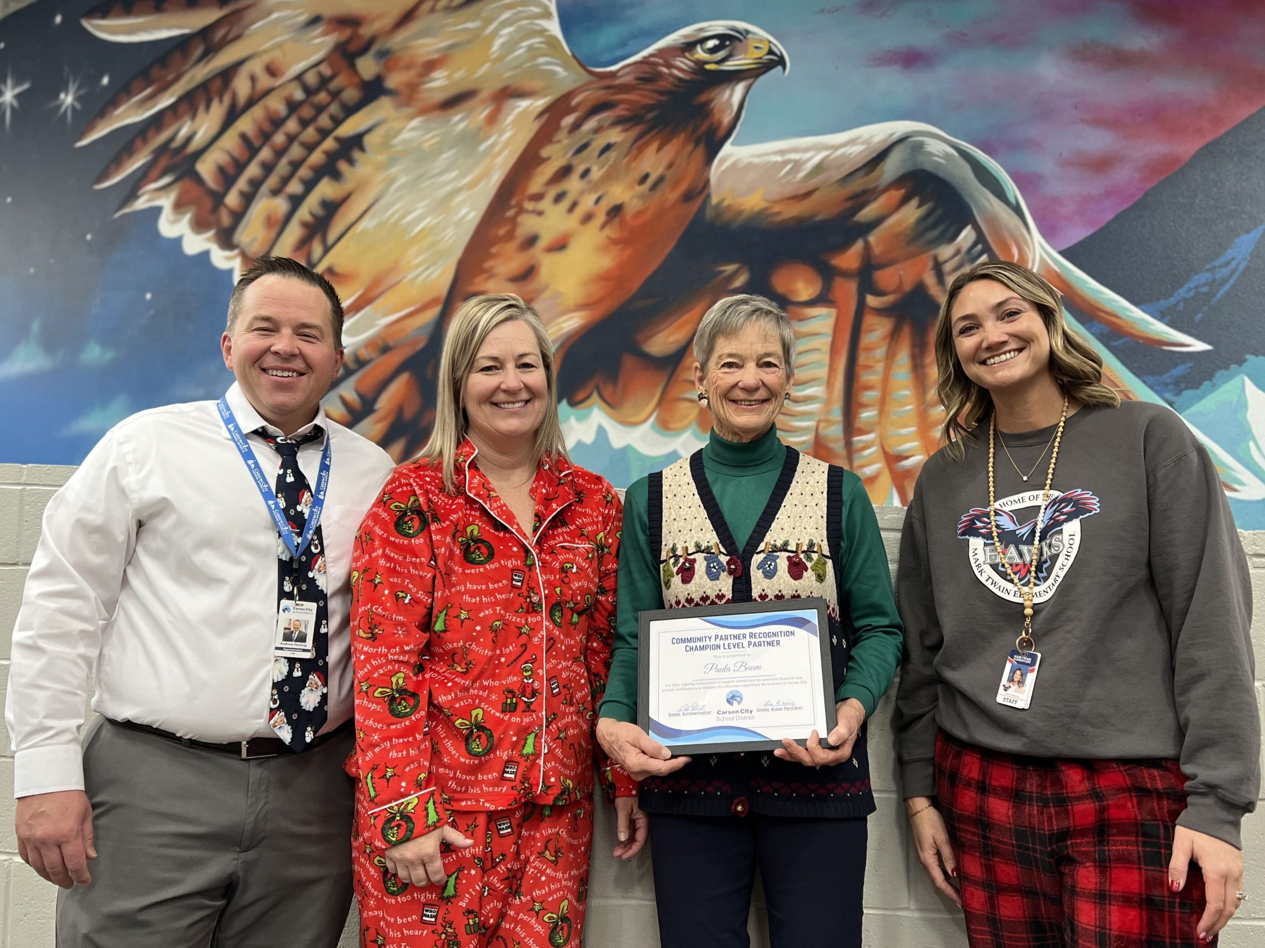 Paula Baum recognized as Champion Level partner for Carson City schools