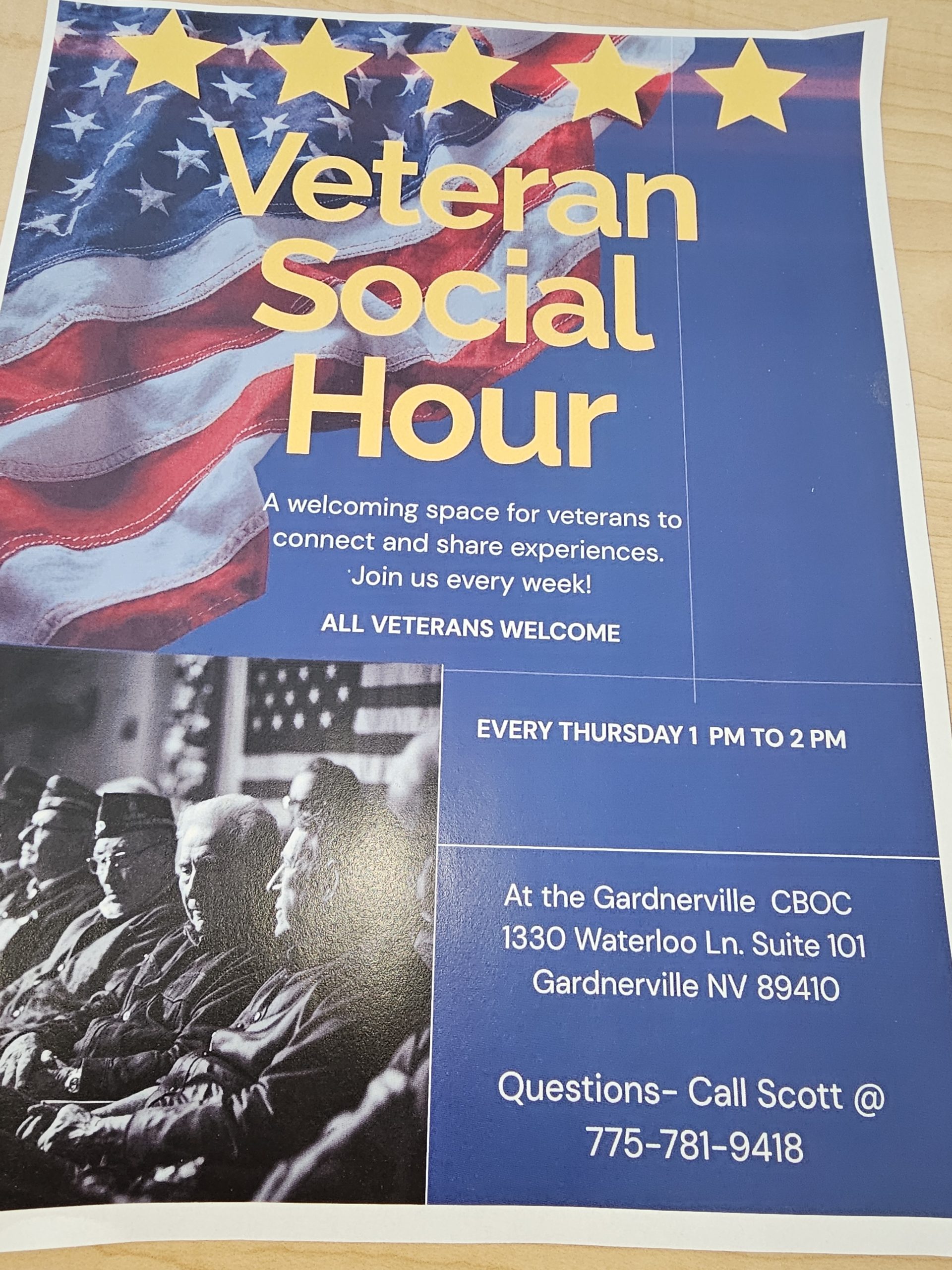 Veteran’s Social Hour | Gardnerville Veteran’s Medical Clinic | Every Thursday