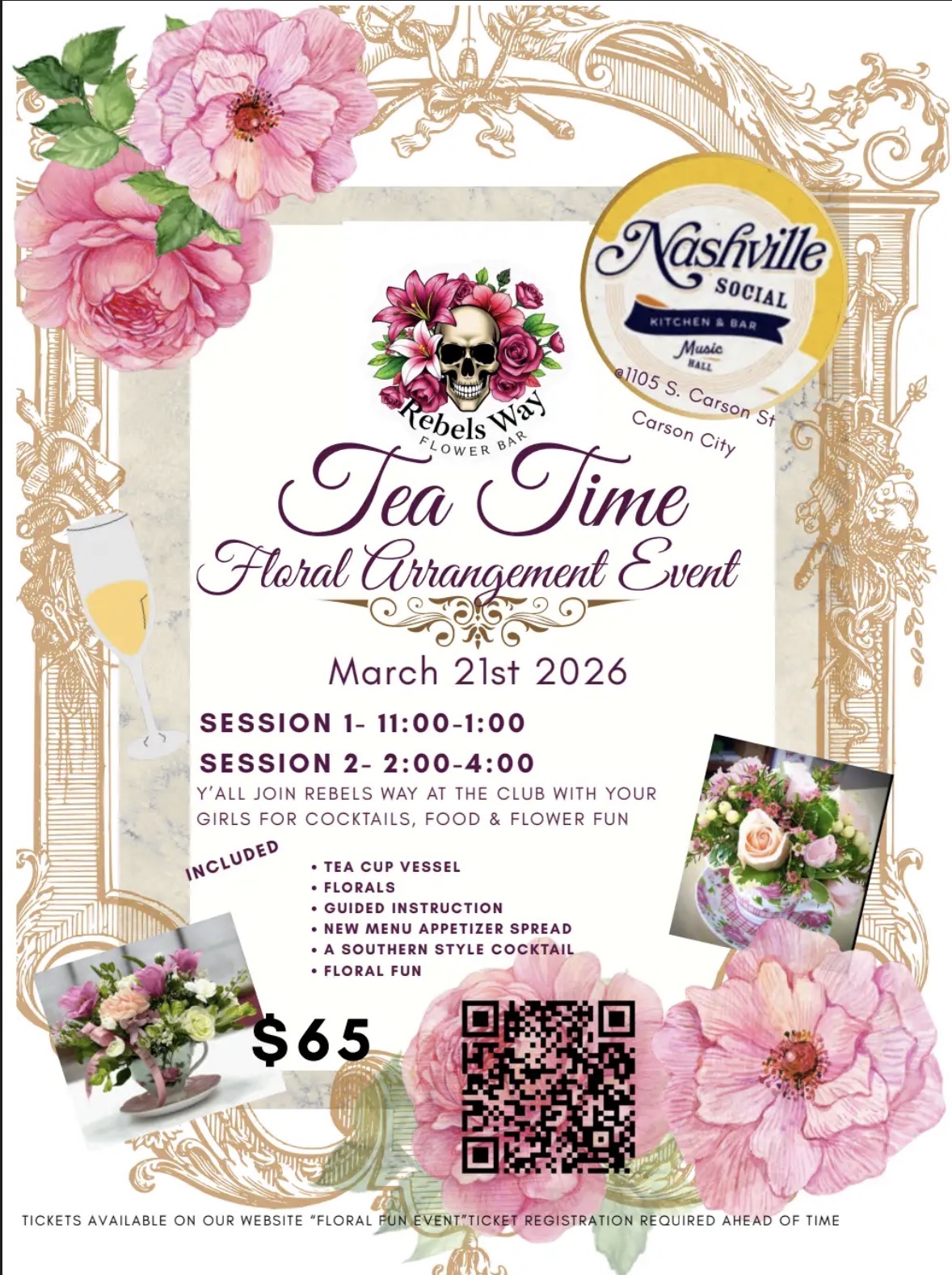 Tea Time Floral Arrangement Fun at Award Winning Nashville Social Club