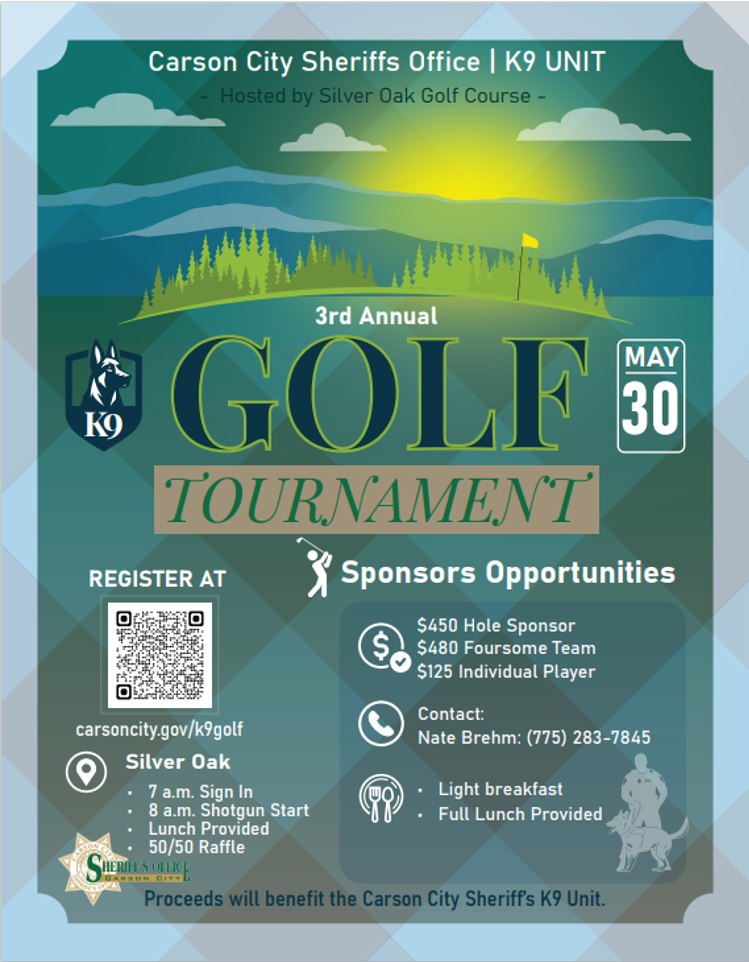 Registration opens for Carson City Sheriff’s Office 2026 K9 Golf Tournament fundraiser