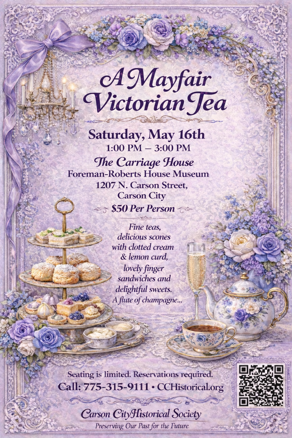 Carson City Historical Society presents Mayfair Splendor — A Victorian Tea celebration of spring