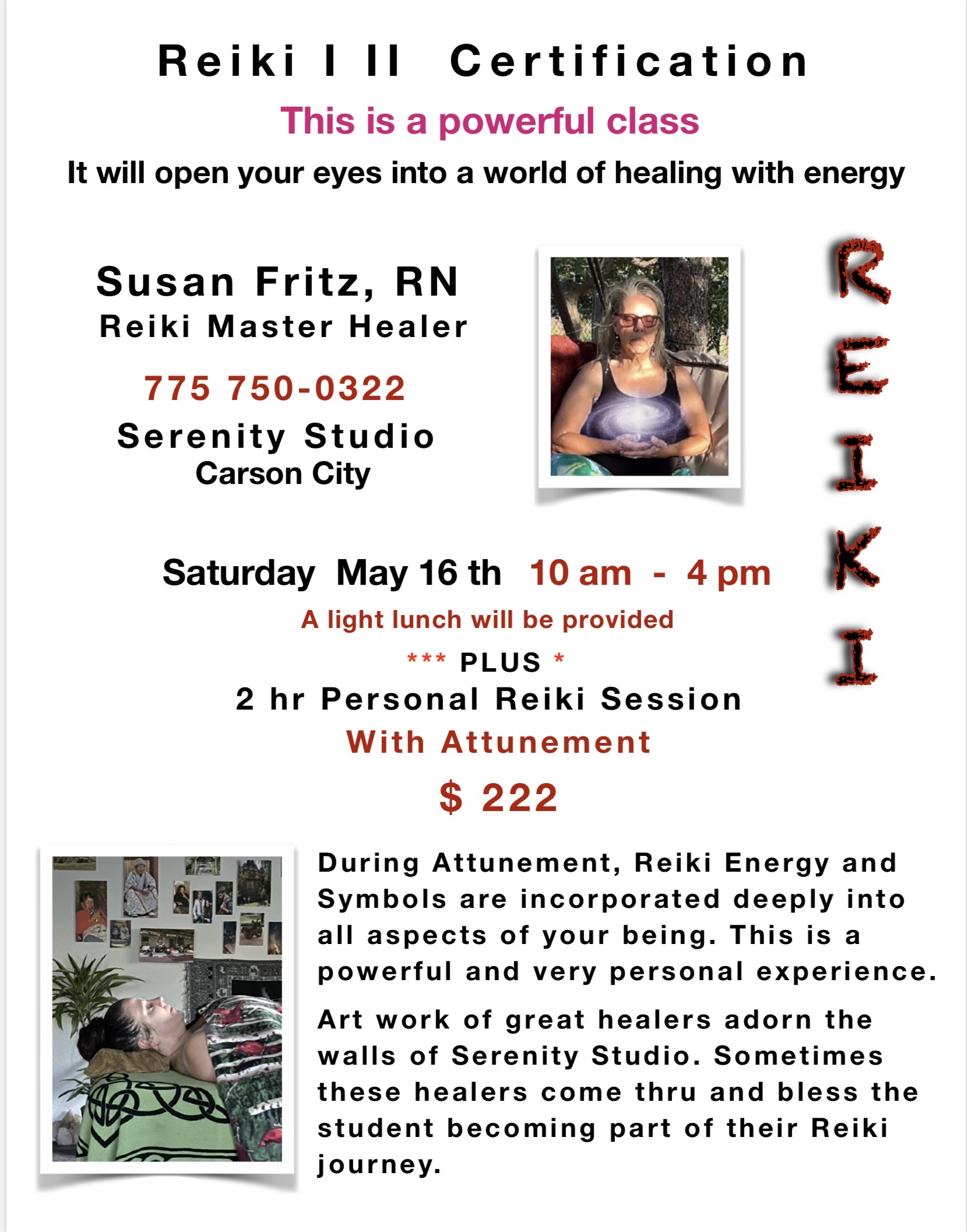 Reiki 1 & 2 Certification Class