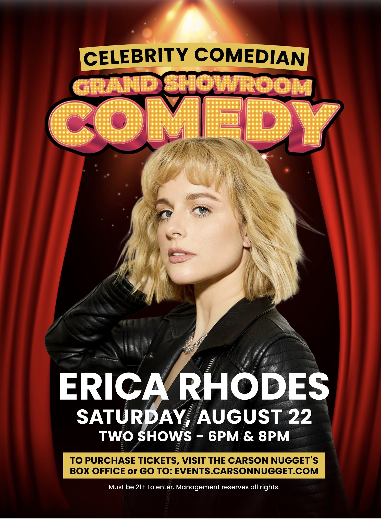 Grand Showroom Comedy – Erica Rhodes | Carson Nugget