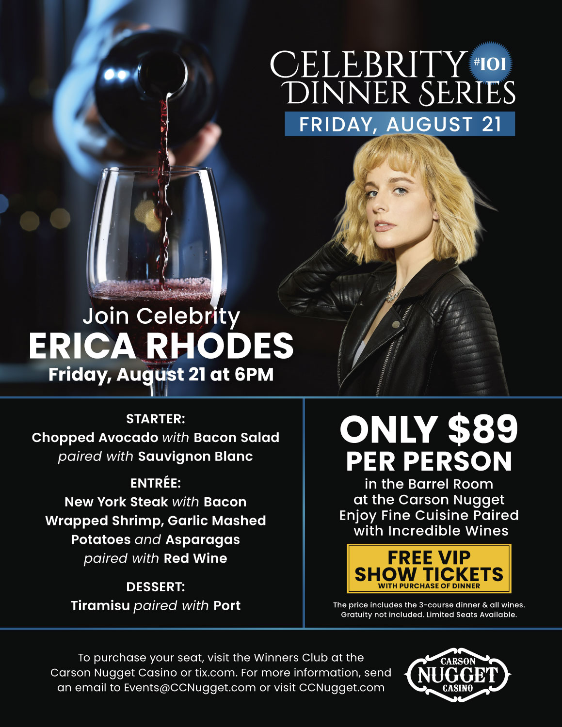 Celebrity Wine Dinner #101 with Erica Rhodes