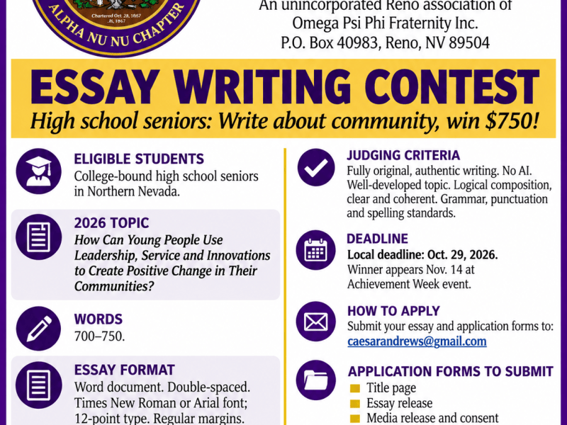 Big Ideas Could Pay Off: $750 Scholarship Offered to Northern Nevada Seniors